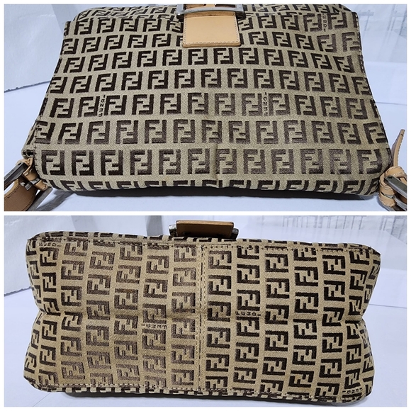 Fendi Zucchino Canvas Mamma Forever Shoulder Bag Brown/Beige - Picture 8 of 14